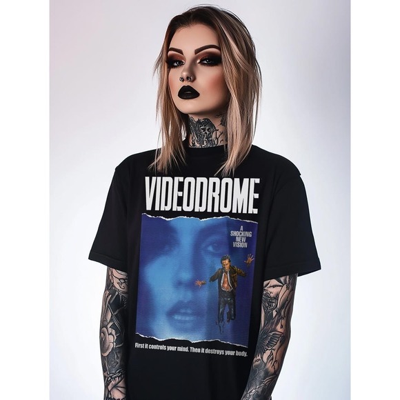 JomyDan Other - Videodrome 1983 Sci-Fi Horror Movie T-Shirt, 80s Horror Shirt